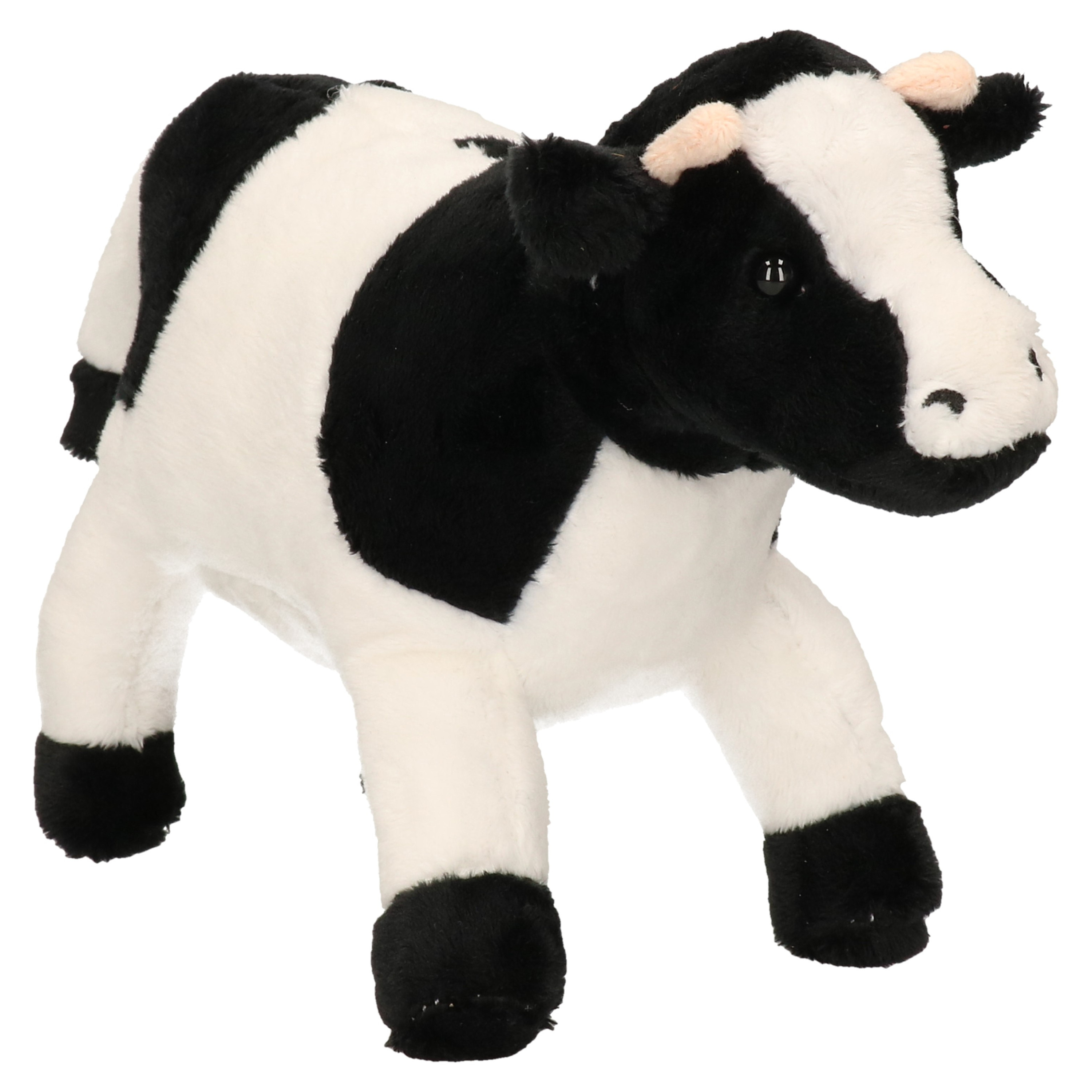 Cornelissen Pluche knuffel dier Koe - zwart/wit - 23 cm - Boerderij dieren -
