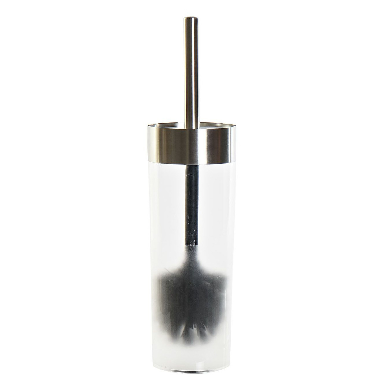 Toiletborstel wit transparant met houder van kunststof 35 cm -