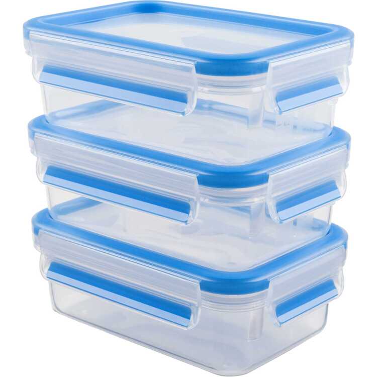 Emsa Clip & Close vershoudbakjes 1 L doos 3 stuks, rechthoekig