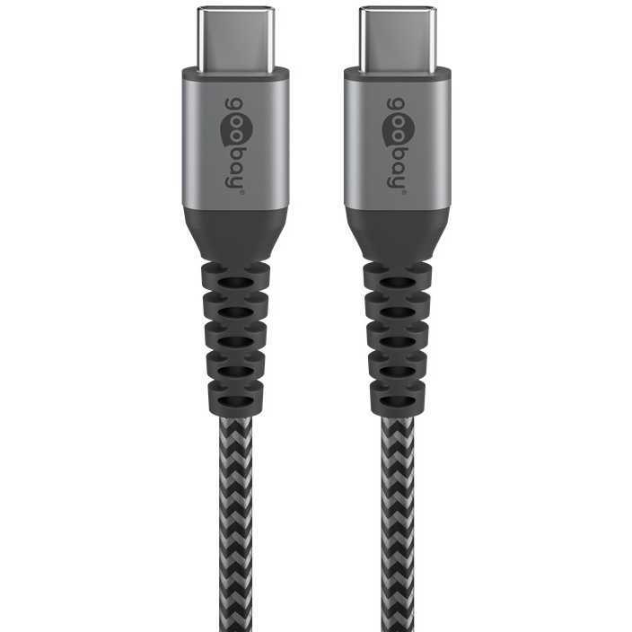 goobay USB-C > USB-C textielkabel met metalen aansluitingen kabel 0,5 meter