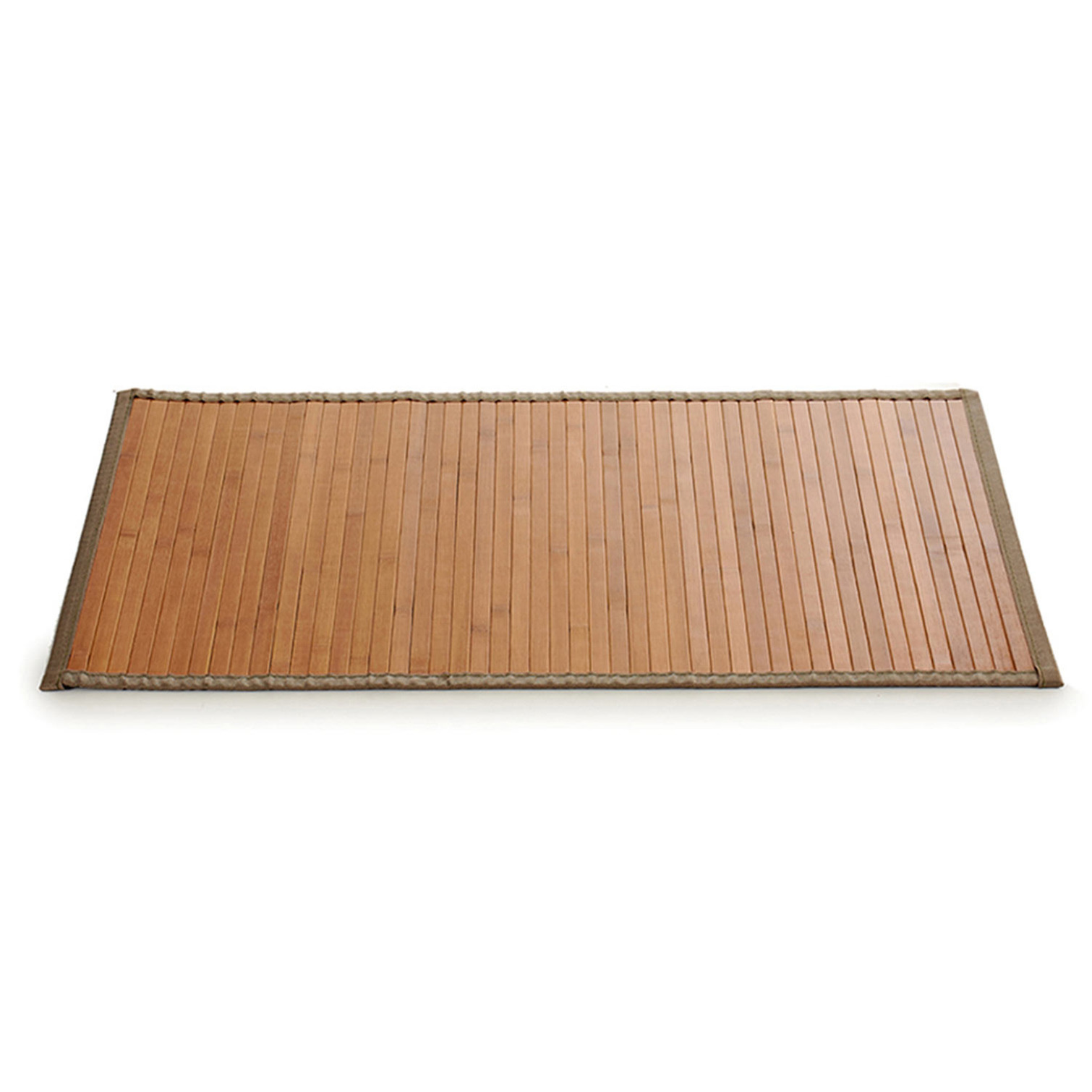 Giftdecor Vloermat - anti-slip - bamboe - 50 x 80 cm - grijze rand -