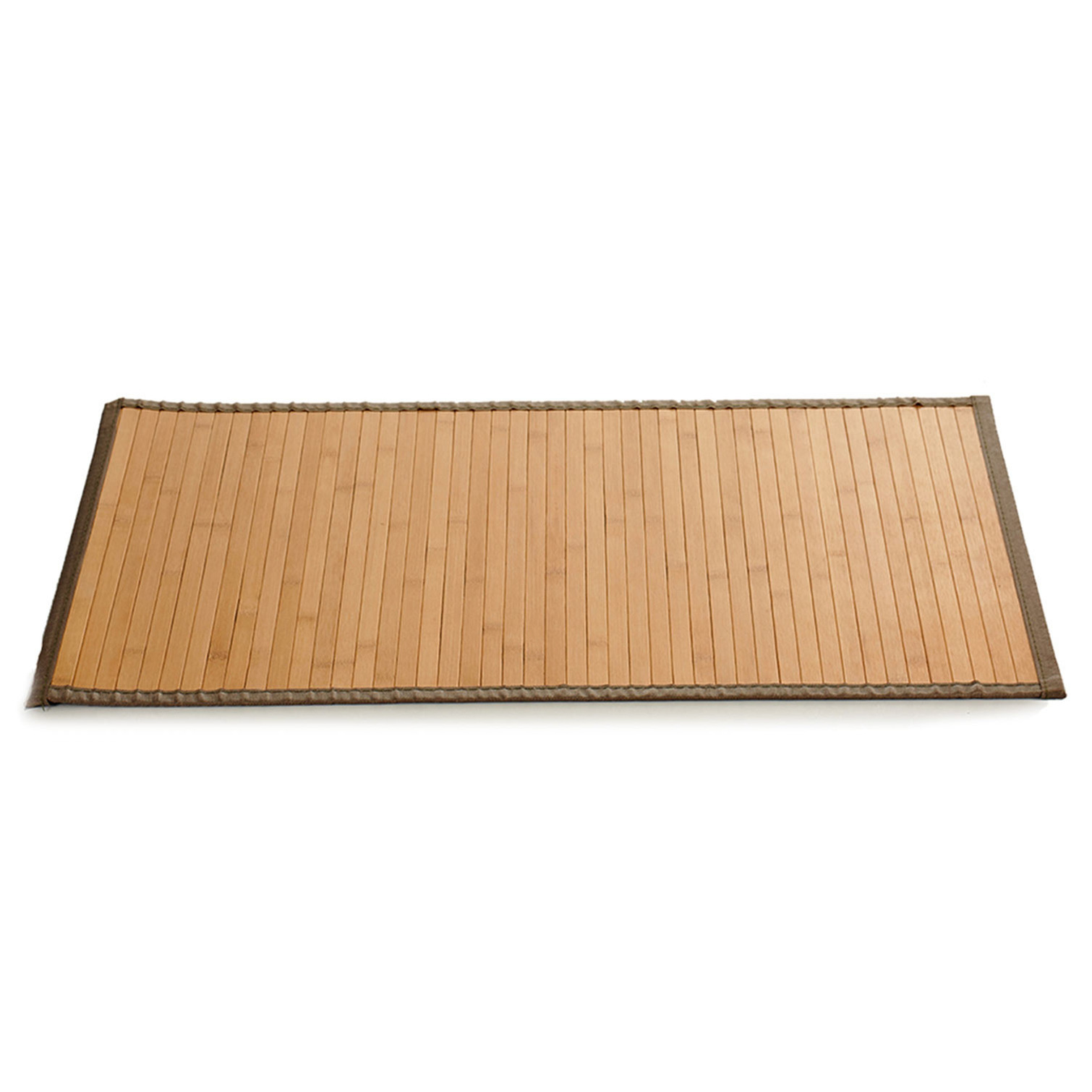 Badkamer vloermat anti-slip lichte bamboe 50 x 80 cm met grijze rand -