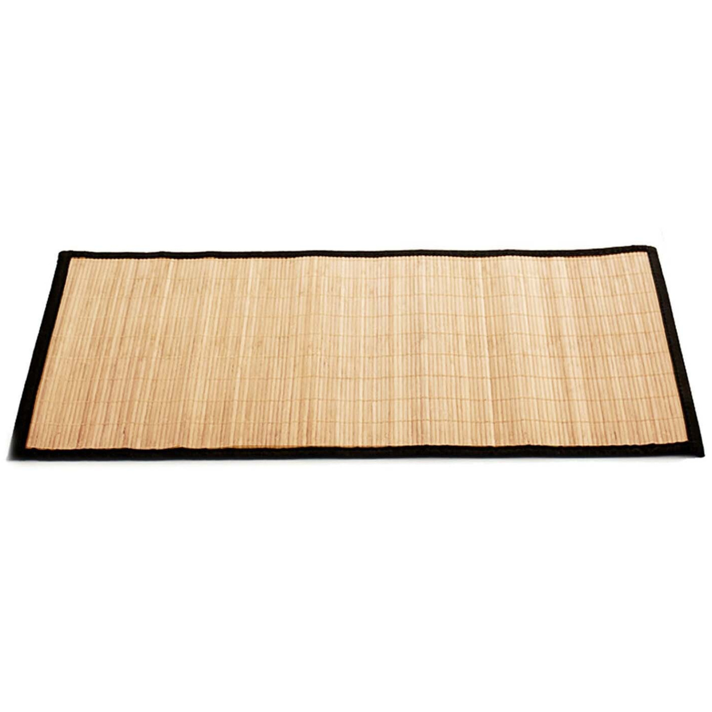 Badkamer vloermat anti-slip lichte bamboe 50 x 80 cm met zwarte rand -