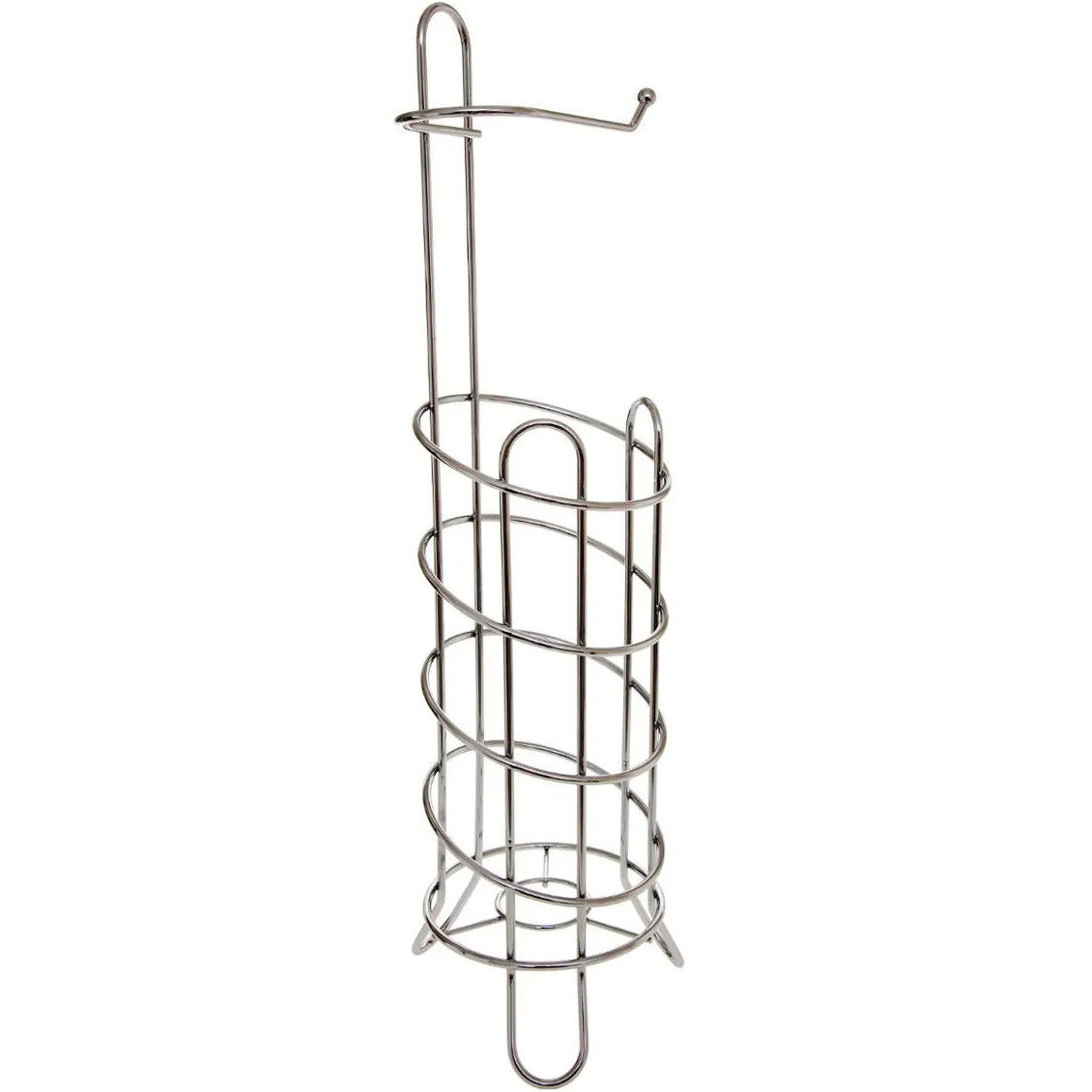 Staande wc/toiletrolhouder met reservoir zilver 63,5 cm van metaal -