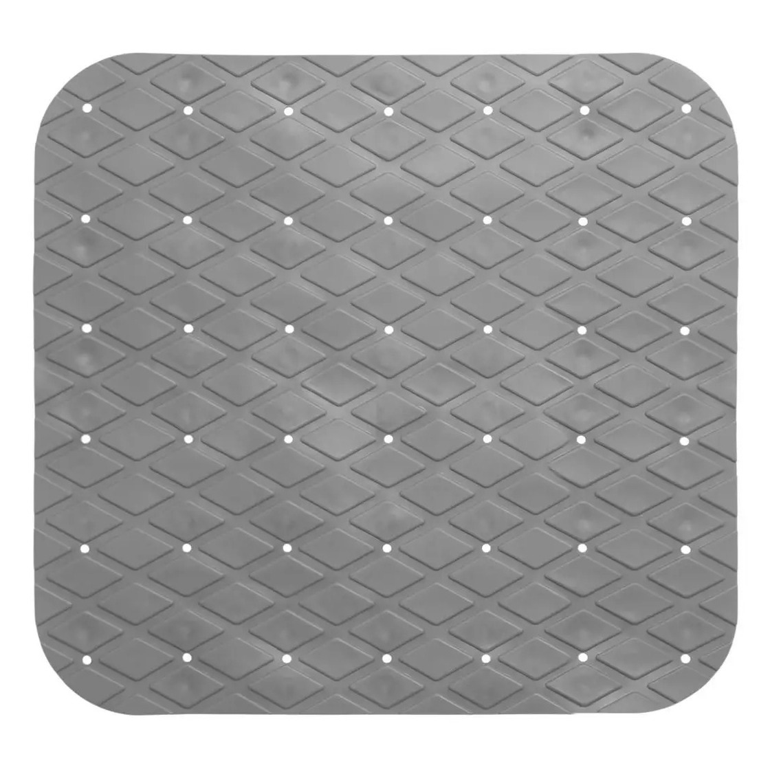 Anti-slip badkamer douche/bad mat - grijs - 50 x 50 cm - vierkant - Badkamermat met zuignappen -