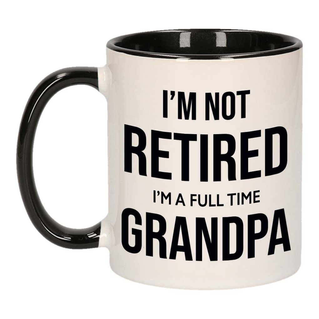 Im not retired im a full time grandpa / opa pensioen mok / beker wit met zwart afscheidscadeau 300 m -