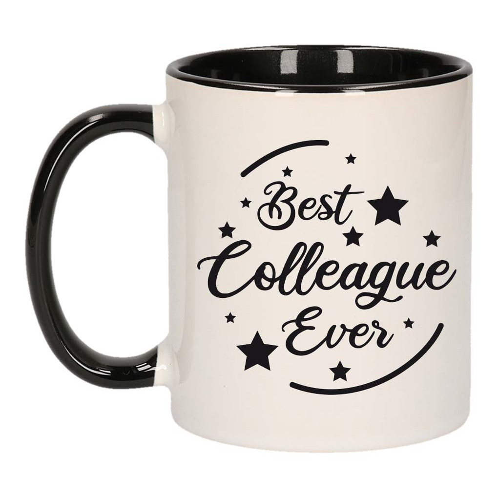 Best colleague ever mok / beker wit met zwart bedankt cadeau collega 300 ml -