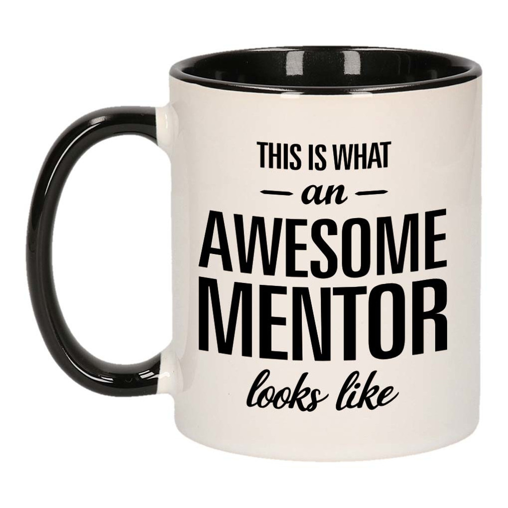Awesome mentor / Geweldige mentor mok / beker zwart wit 300 ml - Cadeau mokken -
