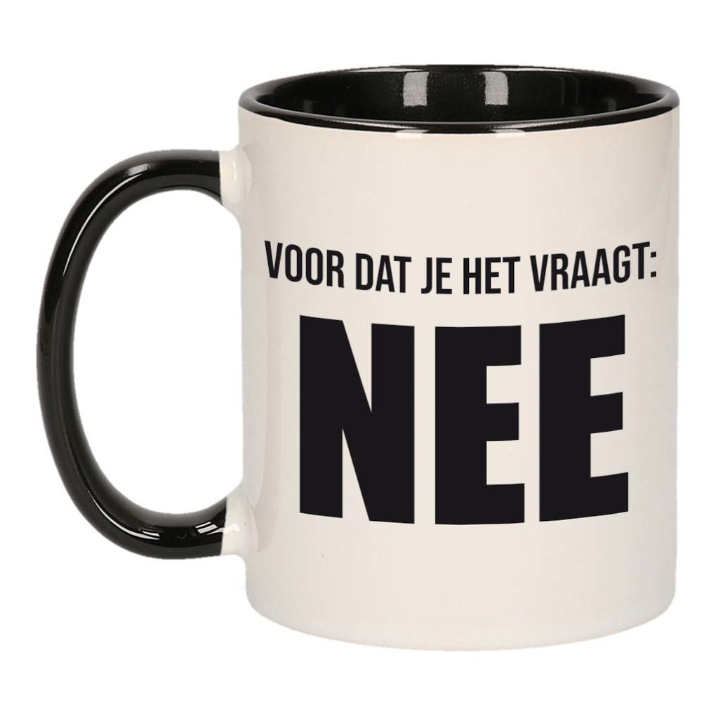 Voordat je het vraagt NEE collega mok / beker wit met zwart 300 ml -