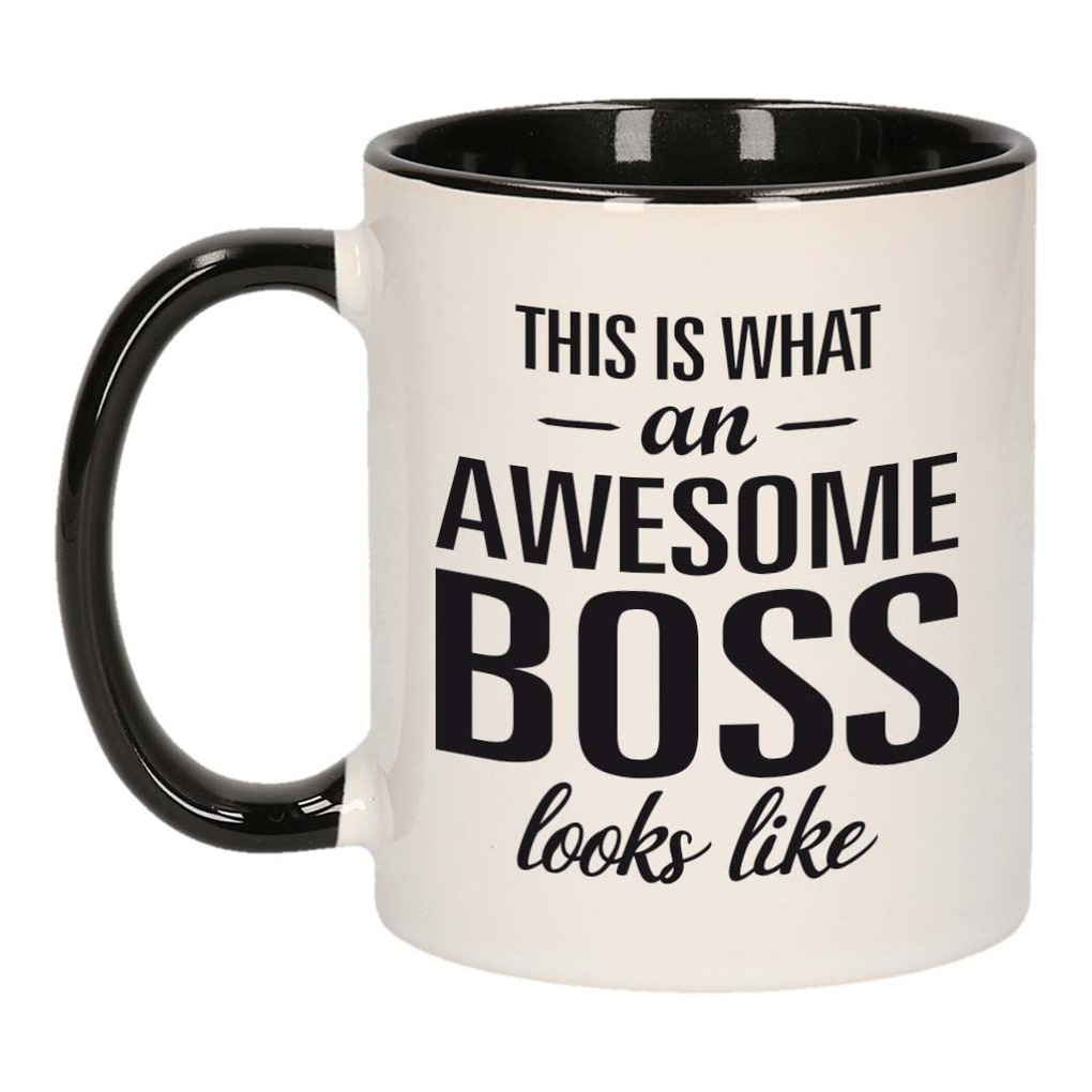 Awesome boss / Geweldige baas mok / beker zwart wit 300 ml - Cadeau mokken -