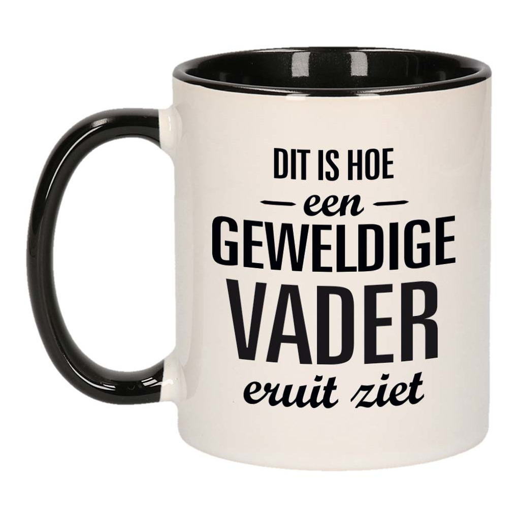 Geweldige vader eruit ziet mok / beker zwart wit 300 ml - Cadeau mokken -