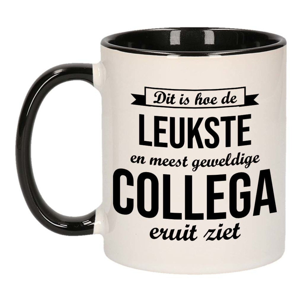 Leukste en meest geweldige collega cadeau koffiemok / theebeker wit met zwart 300 ml -