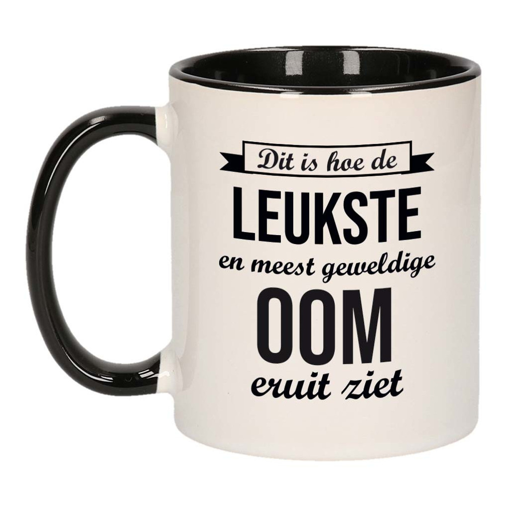 Geweldige oom cadeau koffiemok / theebeker wit met zwart 300 ml -