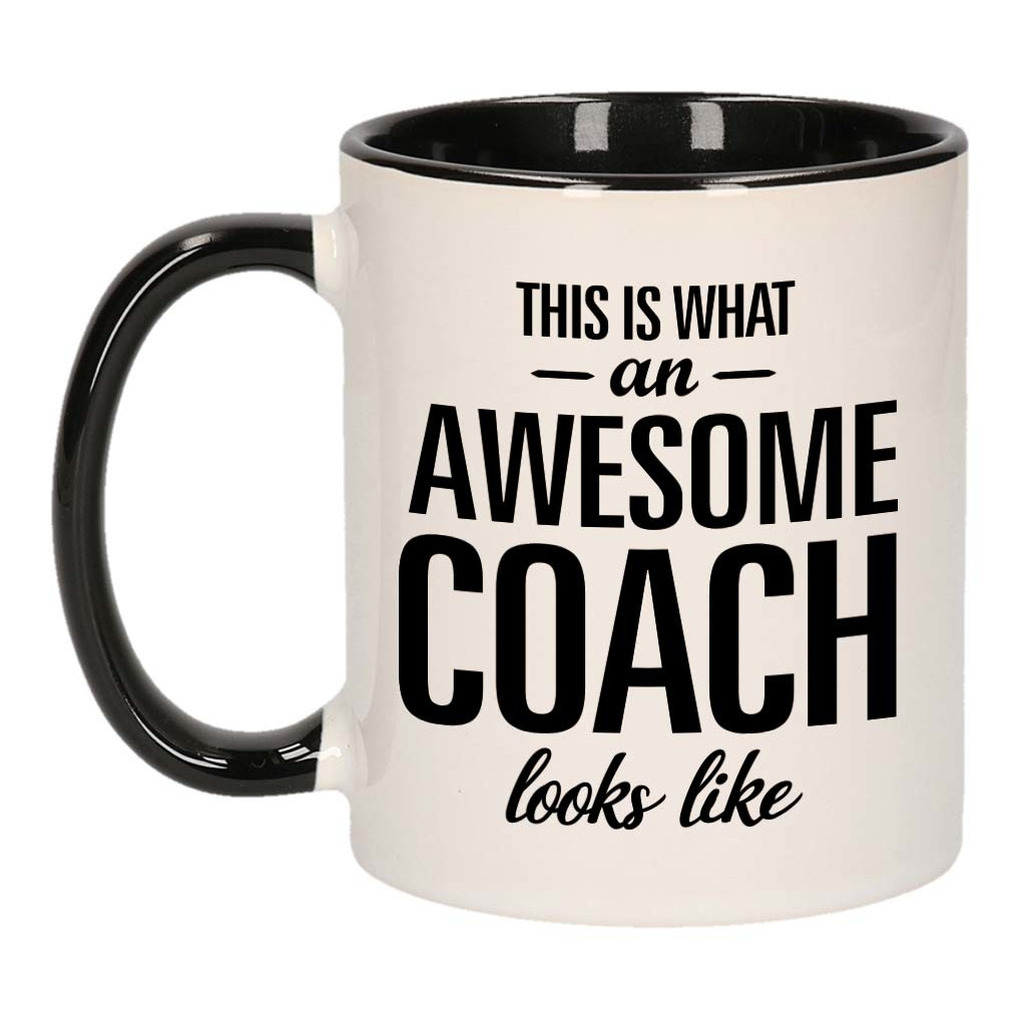 Awesome coach / Geweldige coach mok / beker zwart wit 300 ml - Cadeau mokken -