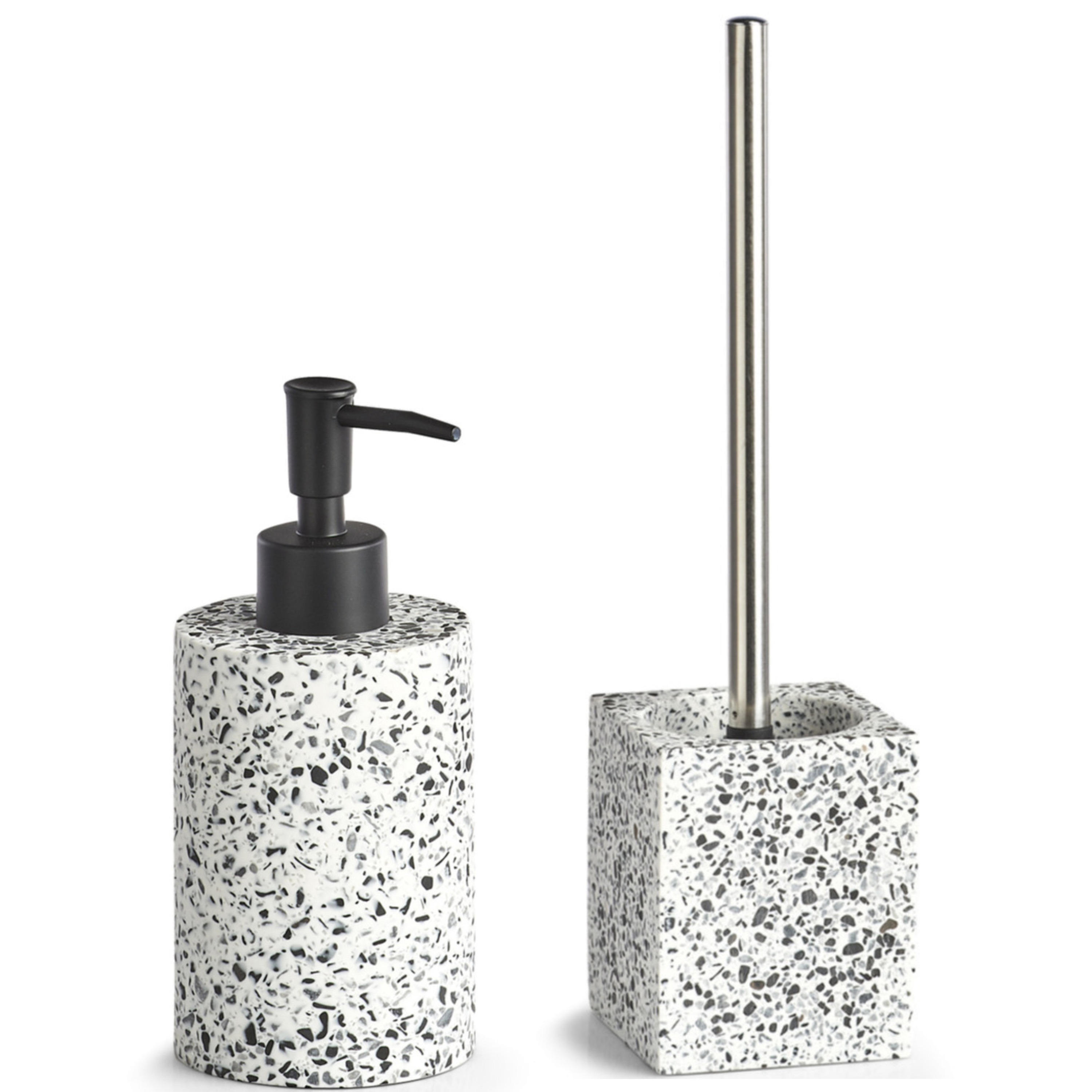 Toilet spullen set Toiletborstel met zeeppompje van polystone -