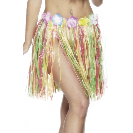 2x stuks hawaii thema carnaval verkleed rokje 45 cm voor volwassenen One size -