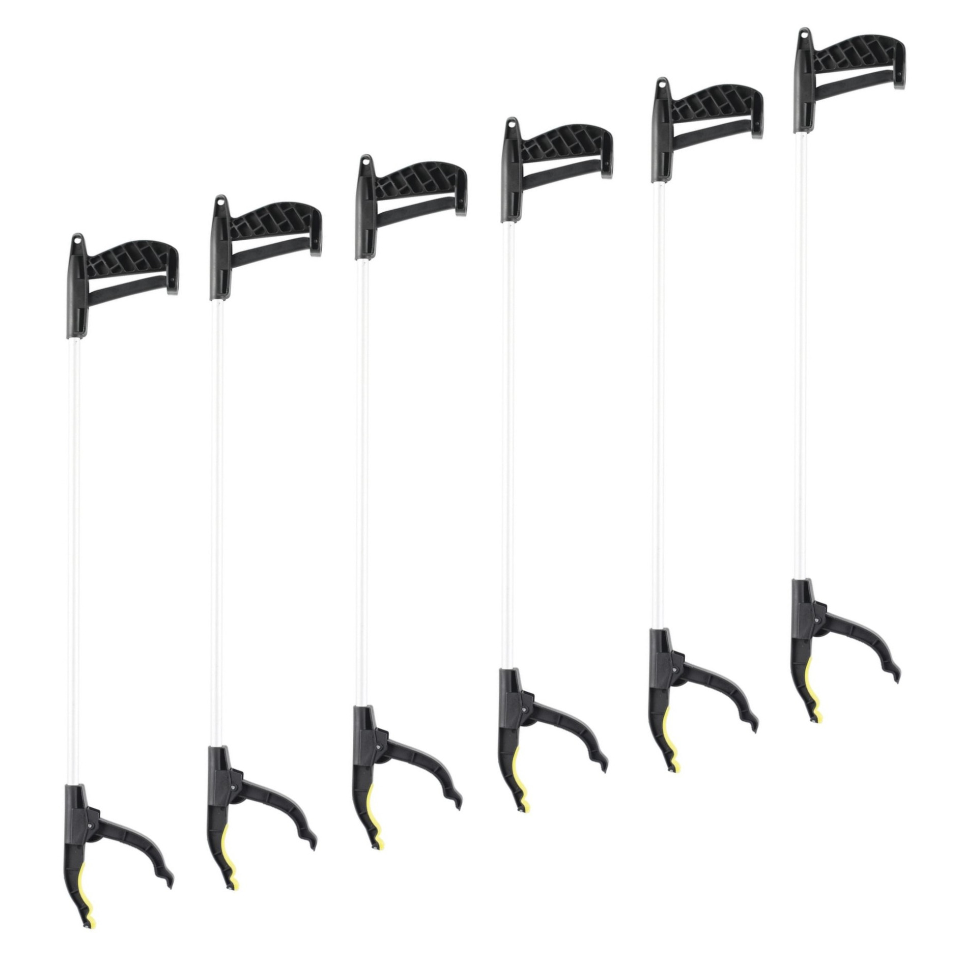 Afvalgrijper - Pakket van 12x stuks - met klemgreep - 76 cm - grijphulp - afvalprikker -
