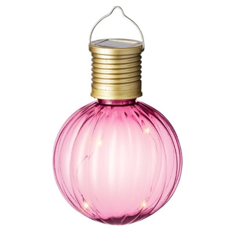 Solar lampion voor buiten - LED - roze - 11 cm - buitenverlichting -