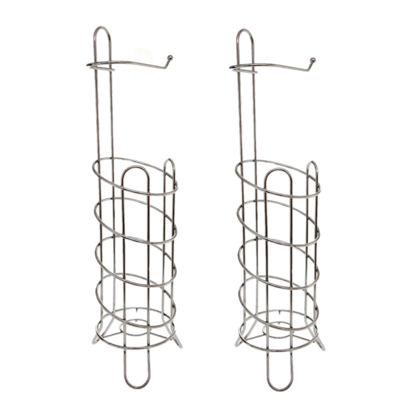 Set van 2x stuks staande wc/toiletrolhouders met reservoir zilver 63,5 cm van metaal -