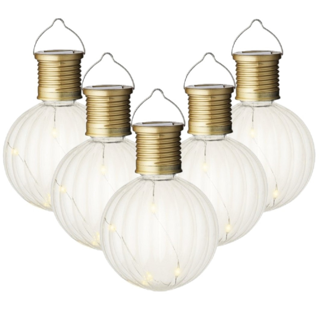 20x Buiten LED lampion solar verlichting 11 cm -