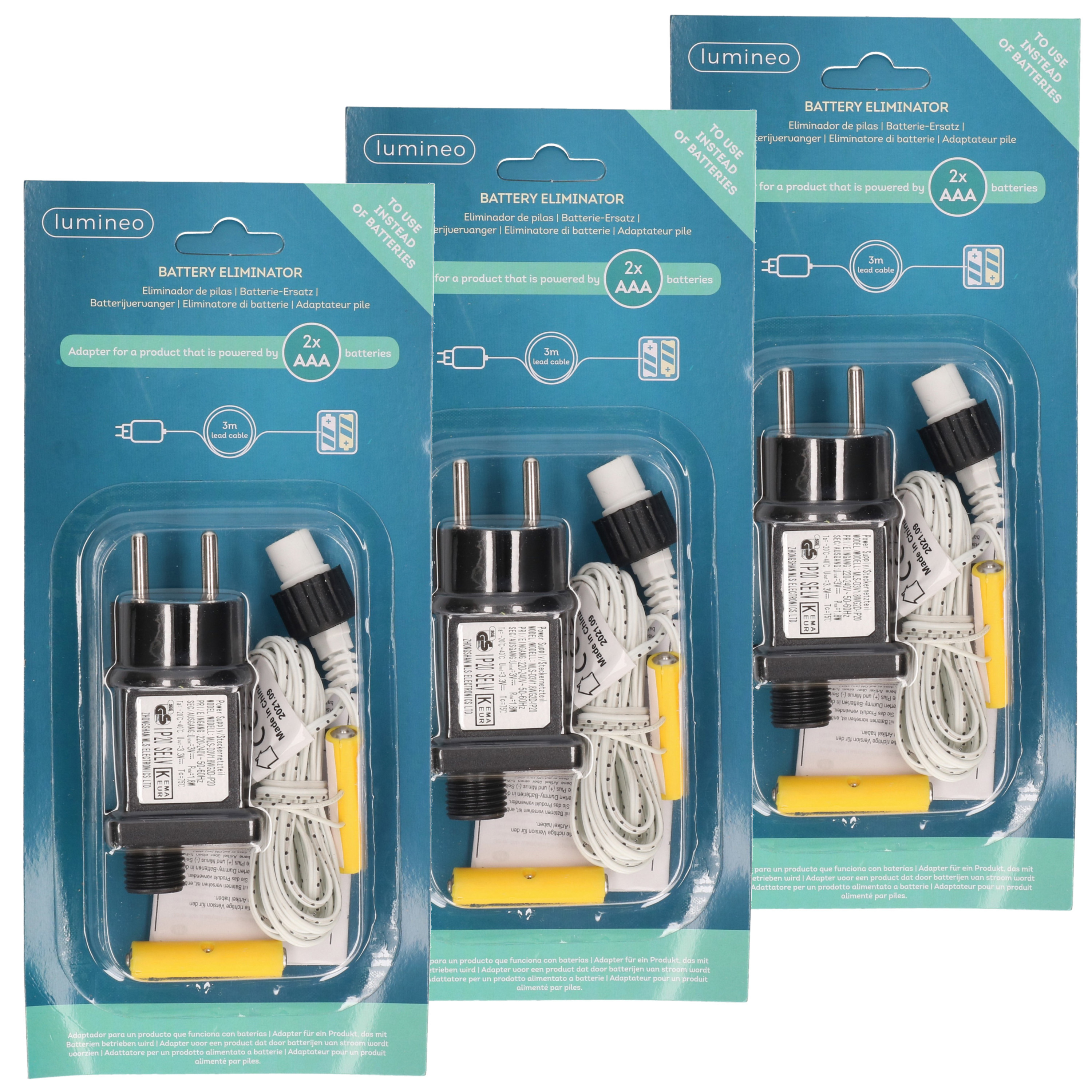 3x stuks adapter 2x AAA batterij vervanger -
