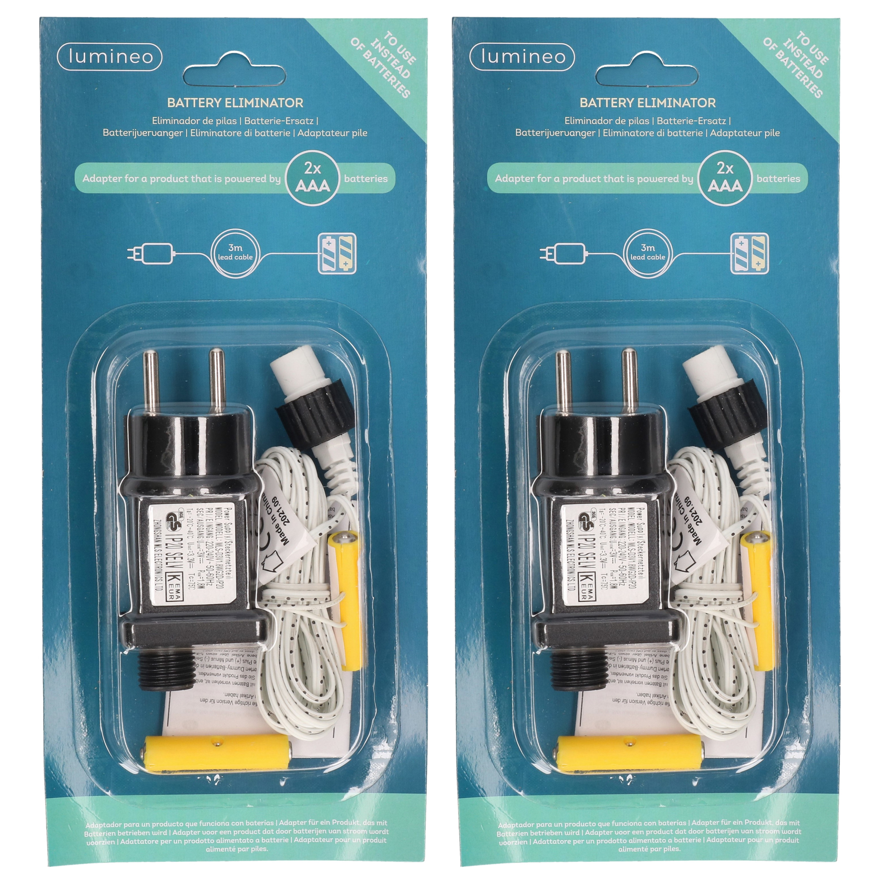 2x stuks adapter 2x AAA batterij vervanger -