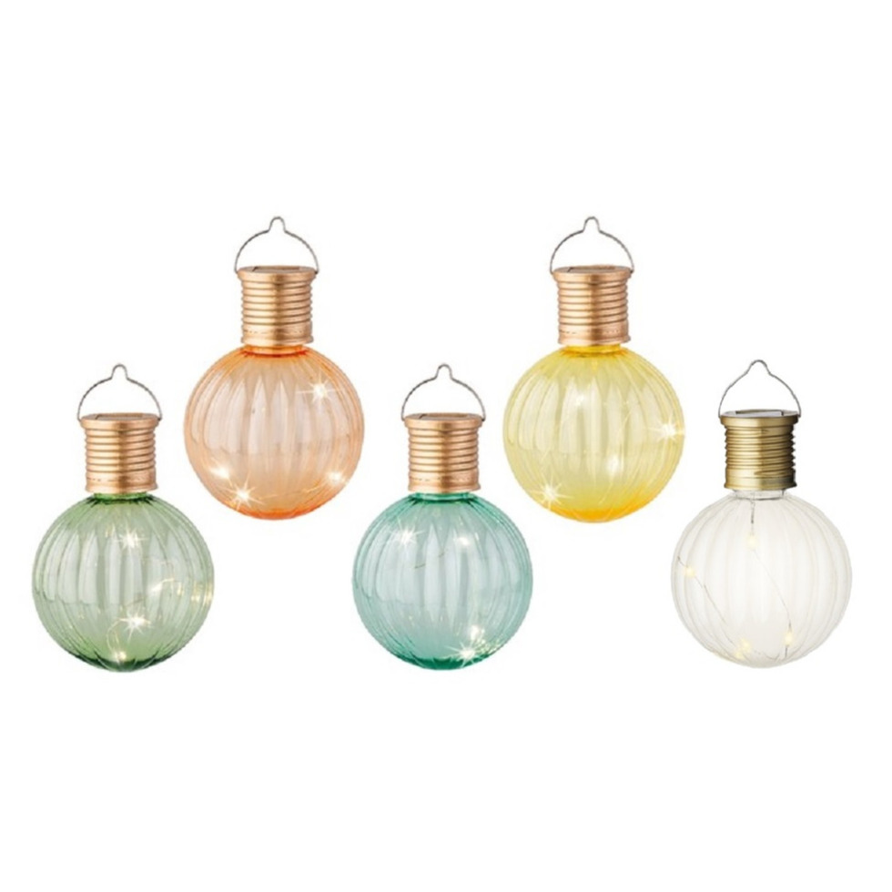 Set van 15x stuks buiten led lichtgroene, turquoise, oranje, gele en witte solar lampion 11 cm -