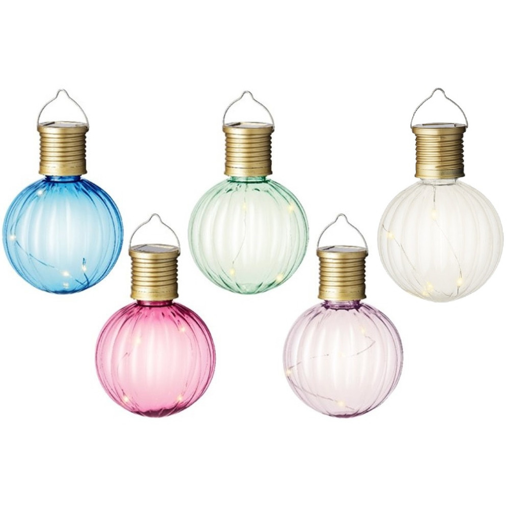 Set van 20x stuks buiten led lichtroze, groene, blauwe, witte en roze lampion solar verlichting 11 c -
