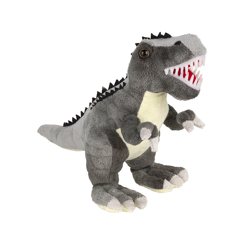 Nature Planet pluche knuffel dinosaurus T-Rex - grijs - 30 cm - Dino speelgoed - knuffeldieren -