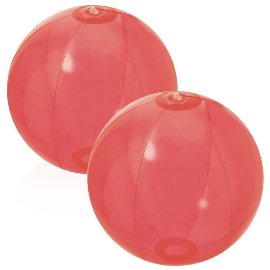 2x stuks opblaasbare strandballen Beach fun plastic rood 28 cm -
