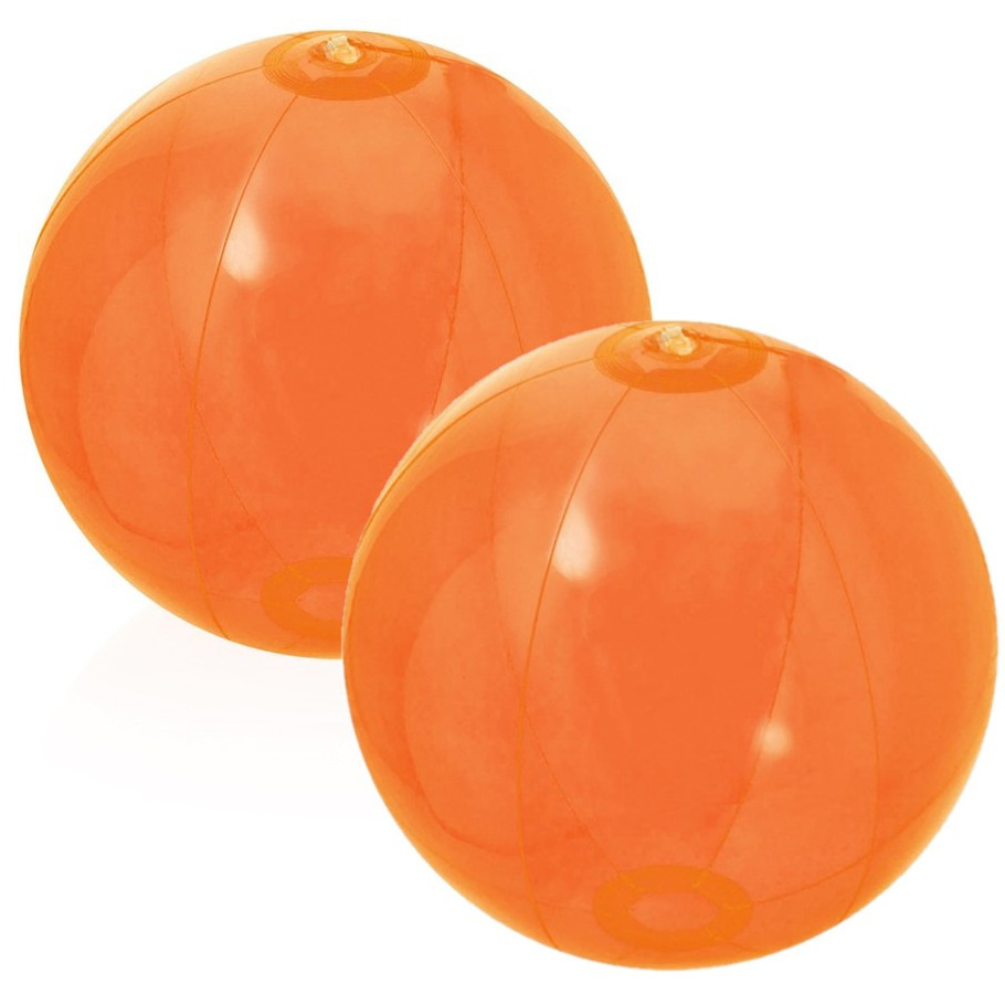 2x stuks opblaasbare strandballen Beach fun plastic oranje 28 cm -