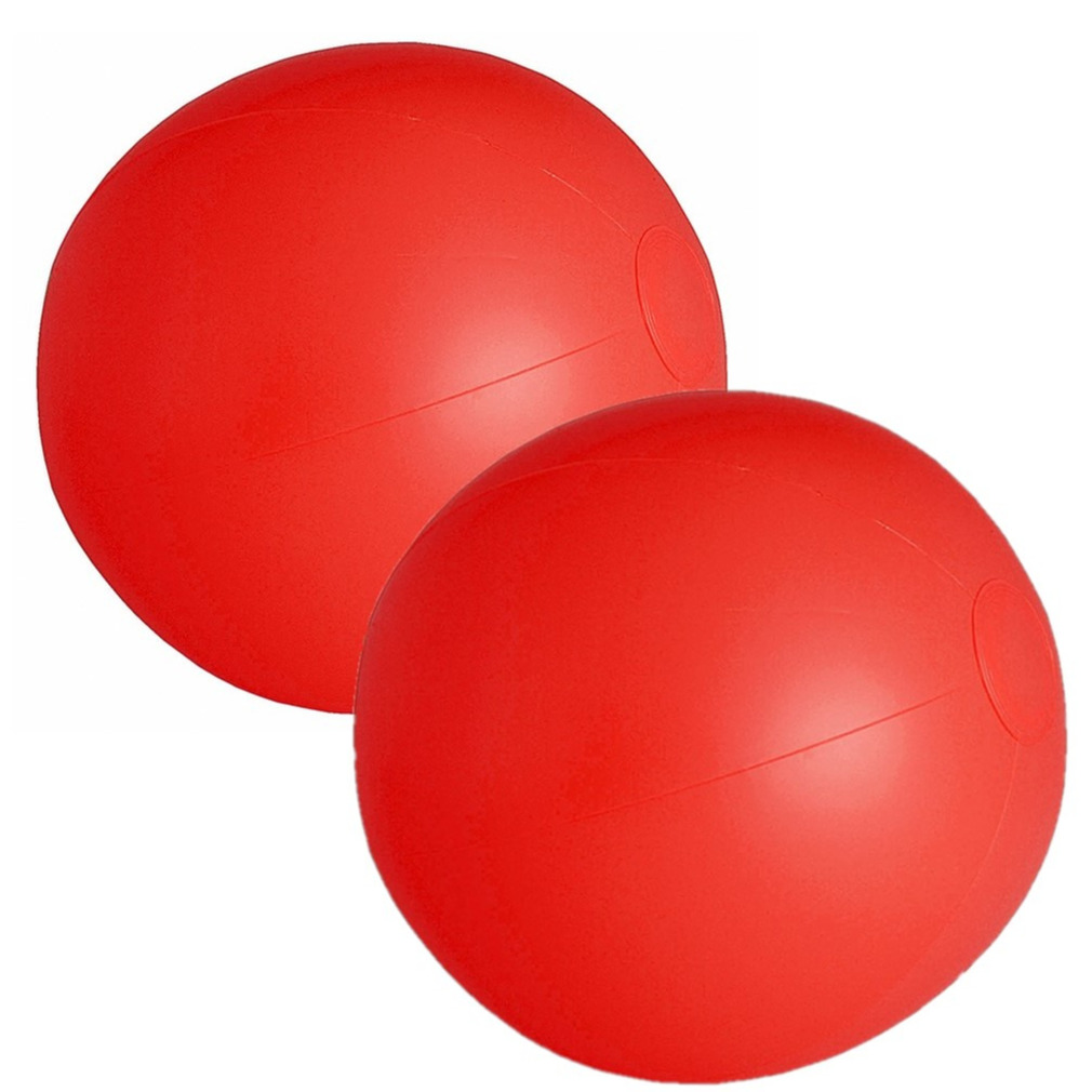 2x stuks opblaasbare zwembad strandballen plastic rood 28 cm -