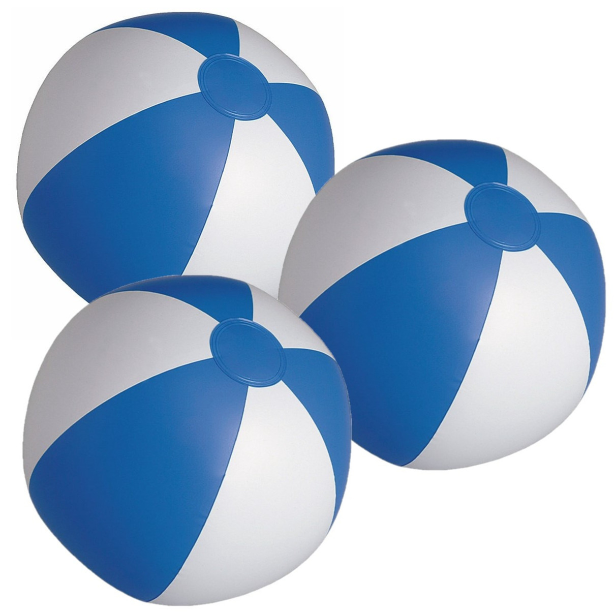 10x stuks opblaasbare zwembad strandballen plastic blauw/wit 28 cm -