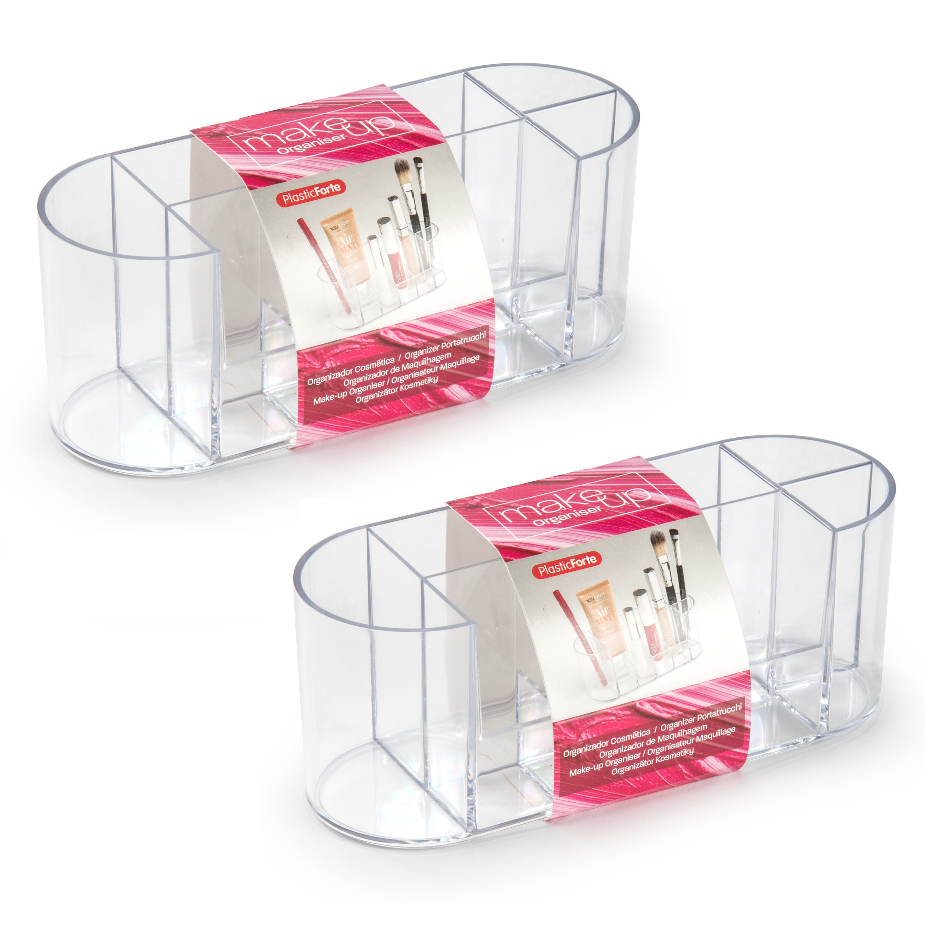 Set van 2x stuks make-up organizer/houder 8-vaks 17 cm -