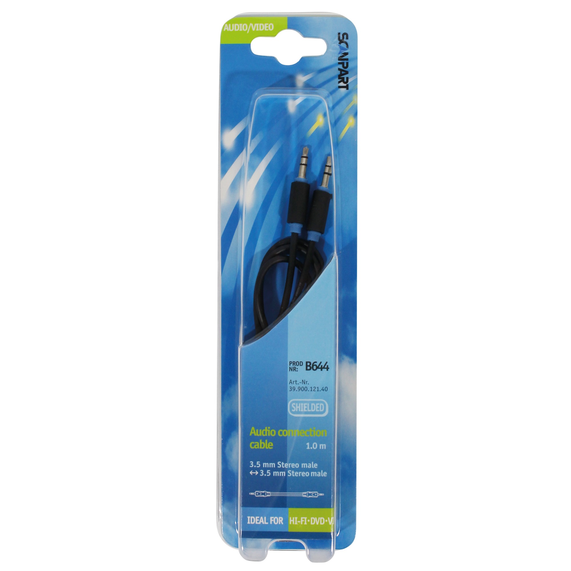 Scanpart audio kabel 3.5mm jack 1,0m Mini jack kabel Zwart
