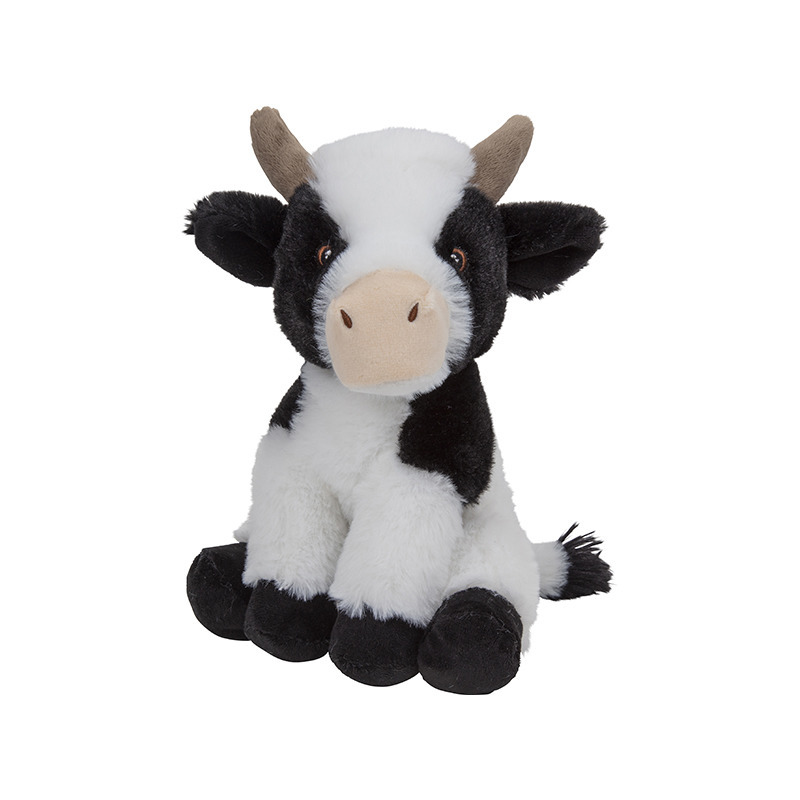 Nature Planet pluche knuffel Koe - 23 cm - zwart/wit - boerderij dieren knuffels -