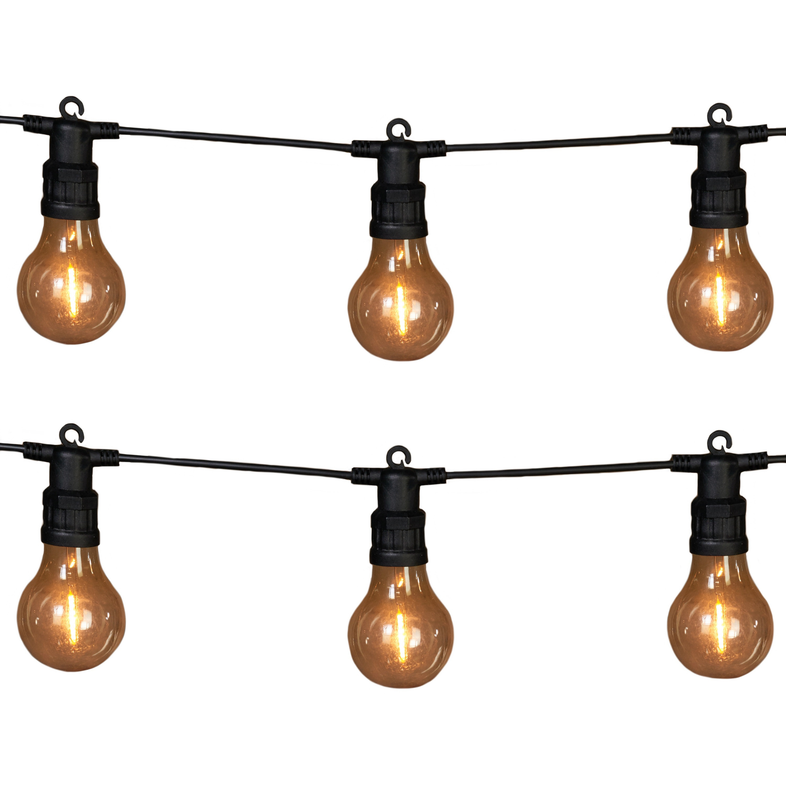 2x stuks tuinverlichting lichtsnoeren met lampjes/bollampjes klassiek warm 10 meter -