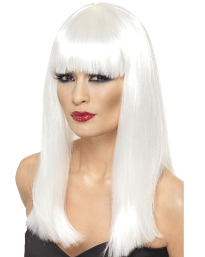 Lange witte damespruik -