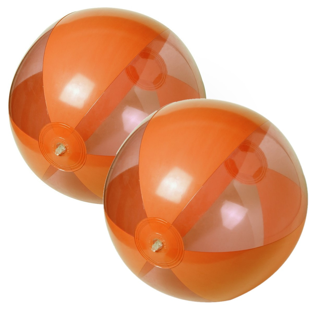 2x stuks opblaasbare strandballen plastic oranje 28 cm -