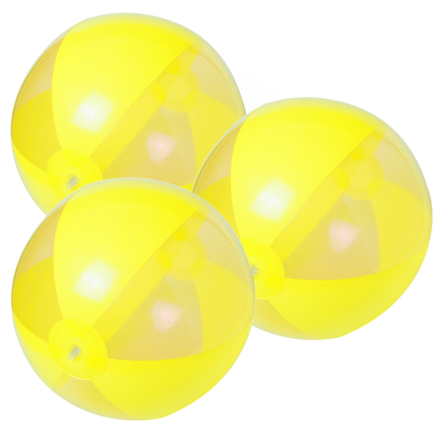 6x stuks opblaasbare strandballen plastic geel 28 cm -