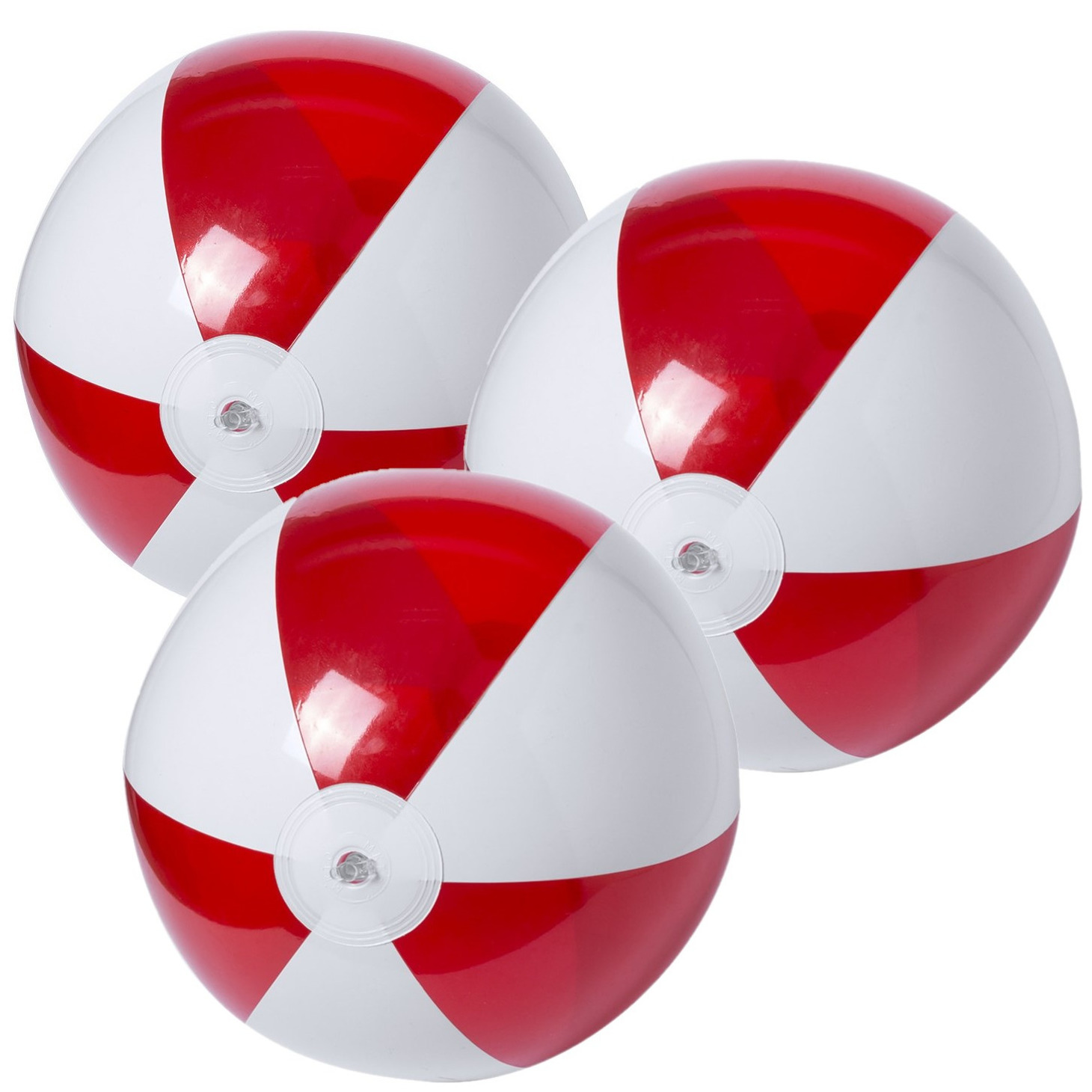 10x stuks opblaasbare strandballen plastic rood/wit 28 cm -