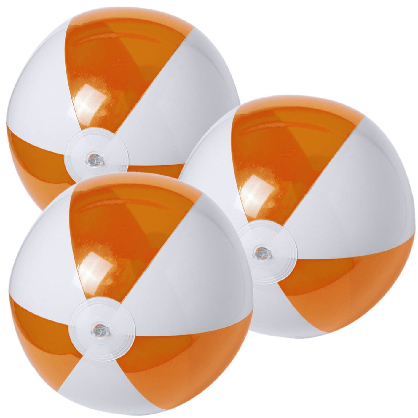 10x stuks opblaasbare strandballen plastic oranje/wit 28 cm -