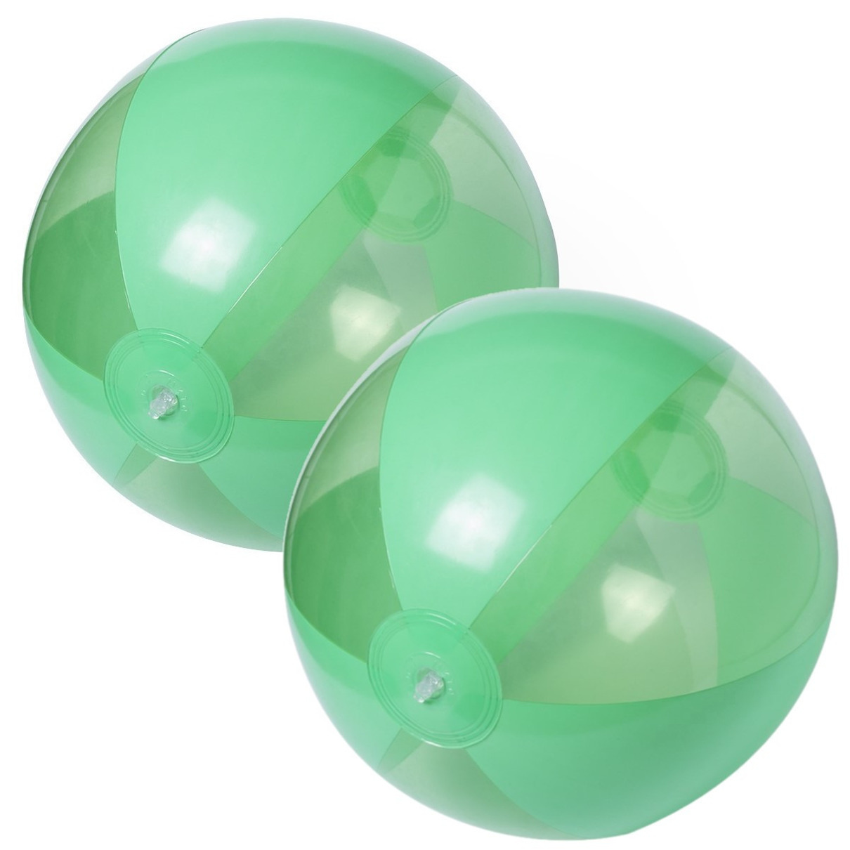 2x stuks opblaasbare strandballen plastic groen 28 cm -