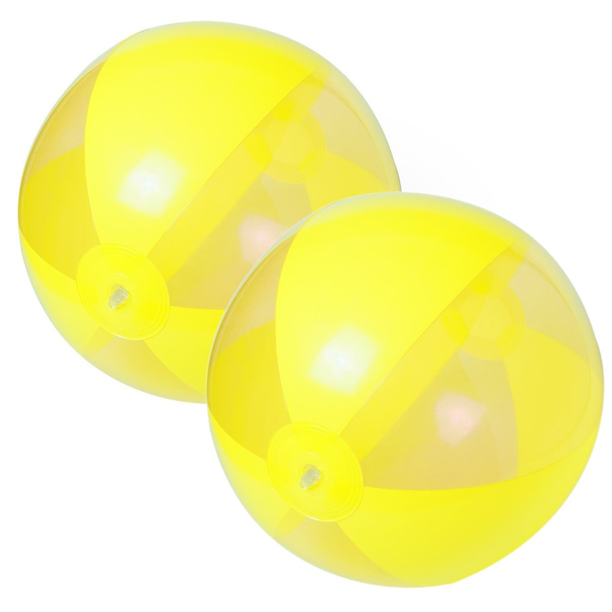2x stuks opblaasbare strandballen plastic geel 28 cm -