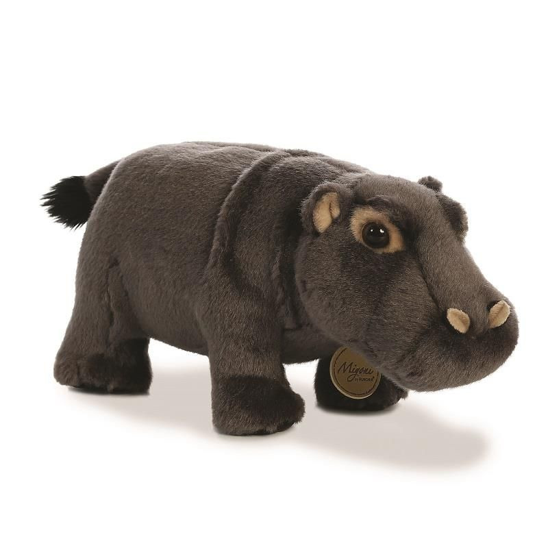 Aurora pluche dieren knuffels nijlpaard - grijs - 27 cm - Nijlpaarden knuffels -