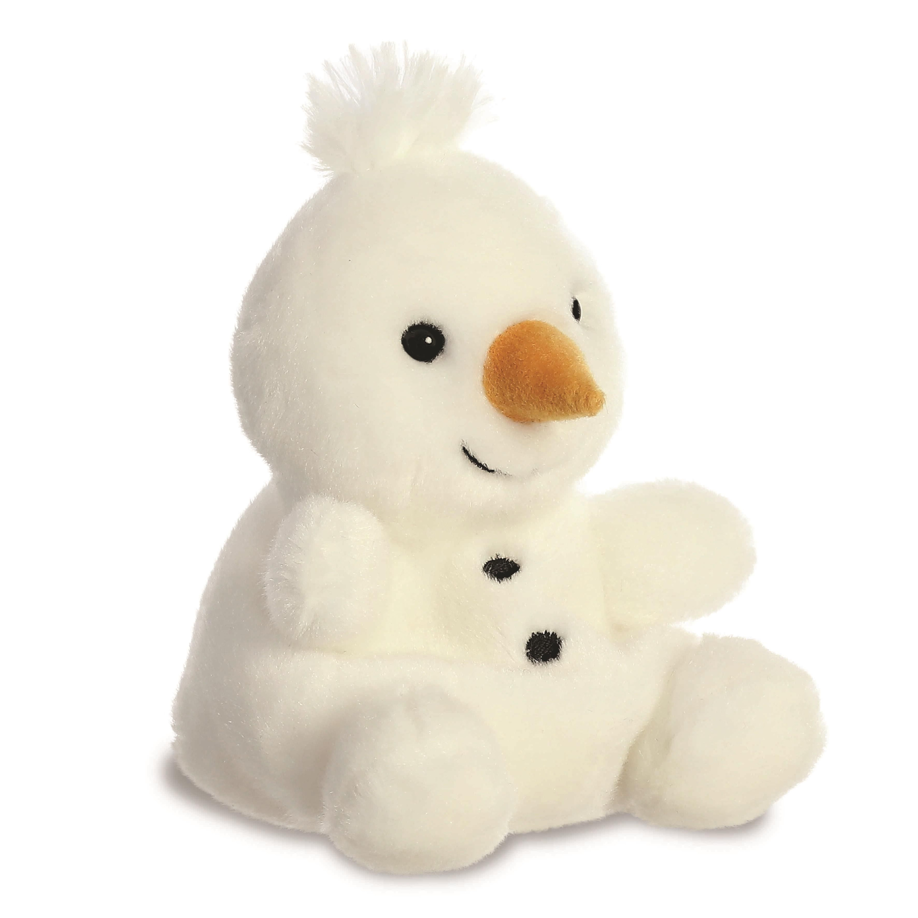 Aurora Pluche sneeuwpop knuffel - wit - 13 cm - winter knuffels -