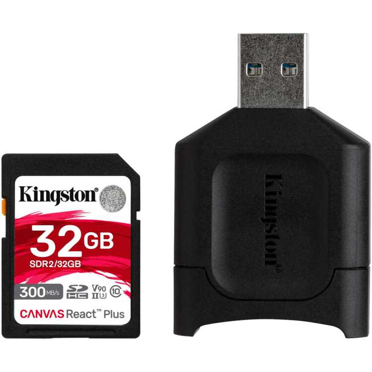 Kingston Canvas React Plus 32 GB SDHC geheugenkaart UHS-II U3, Class 10, V90