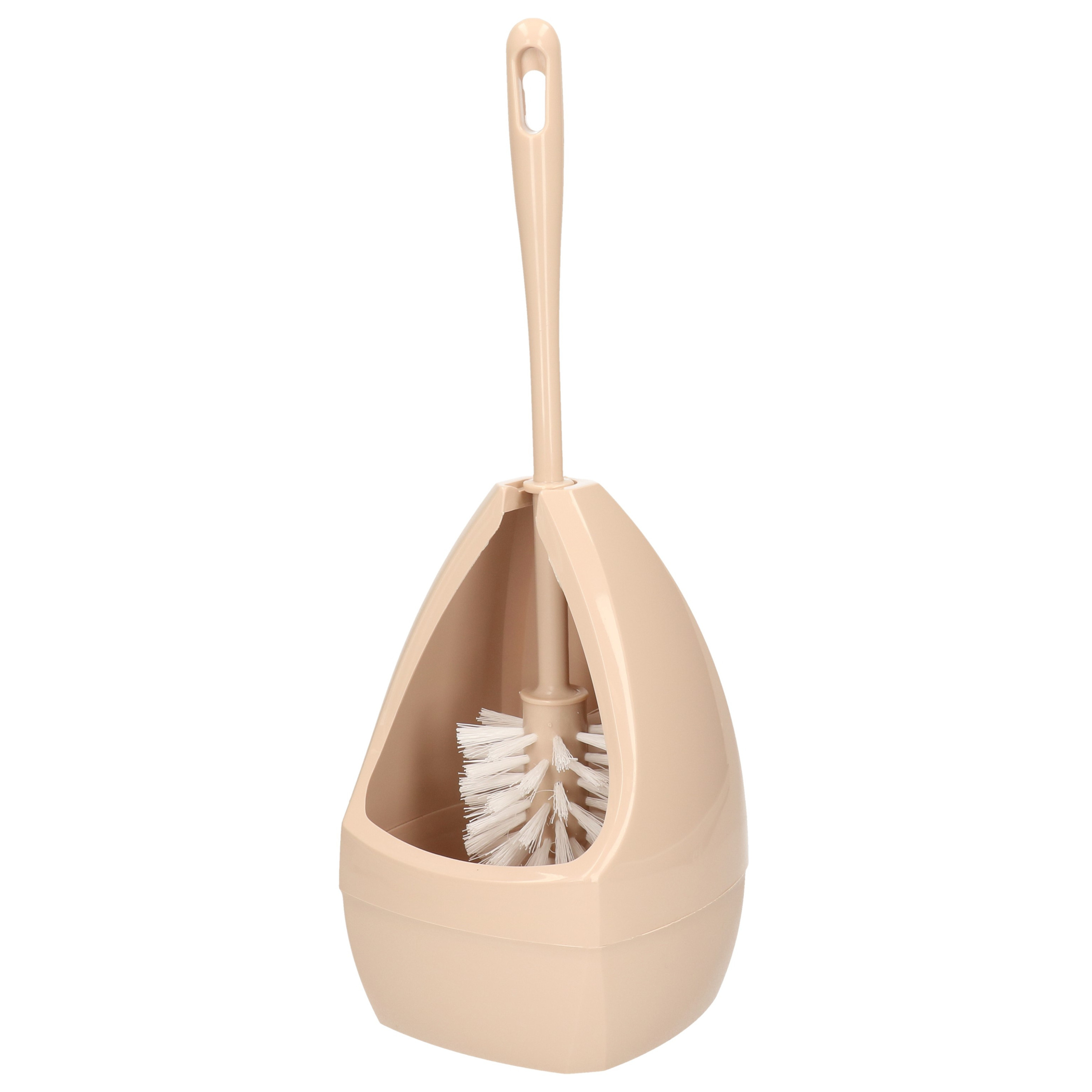 Wc-borstel/toiletborstel met houder taupe 39.5 cm van kunststof -