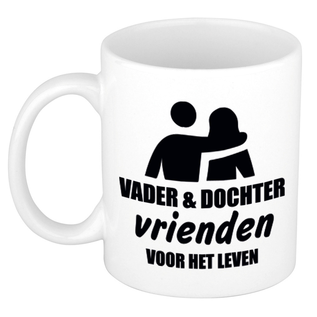 Vader en dochter cadeau koffiemok / theebeker wit 330 ml - Cadeau mokken / Vaderdag -