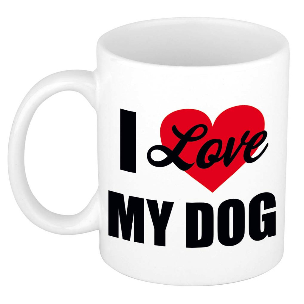 I love my dog / Ik hou van mijn hond cadeau mok / beker wit 300 ml - Cadeau mokken -